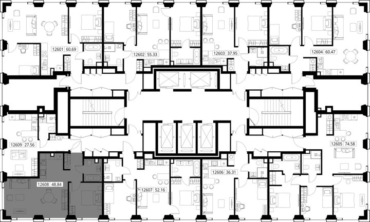 1-комнатная квартира, 48,8 м² — фото 2