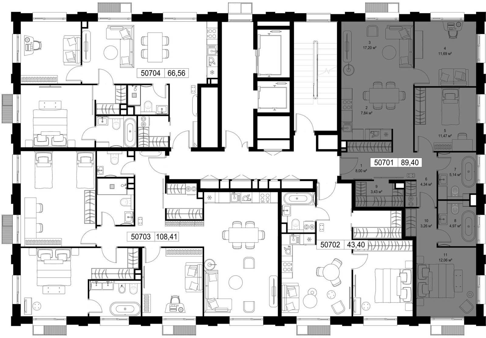 3-комнатная квартира, 89,4 м² — фото 2