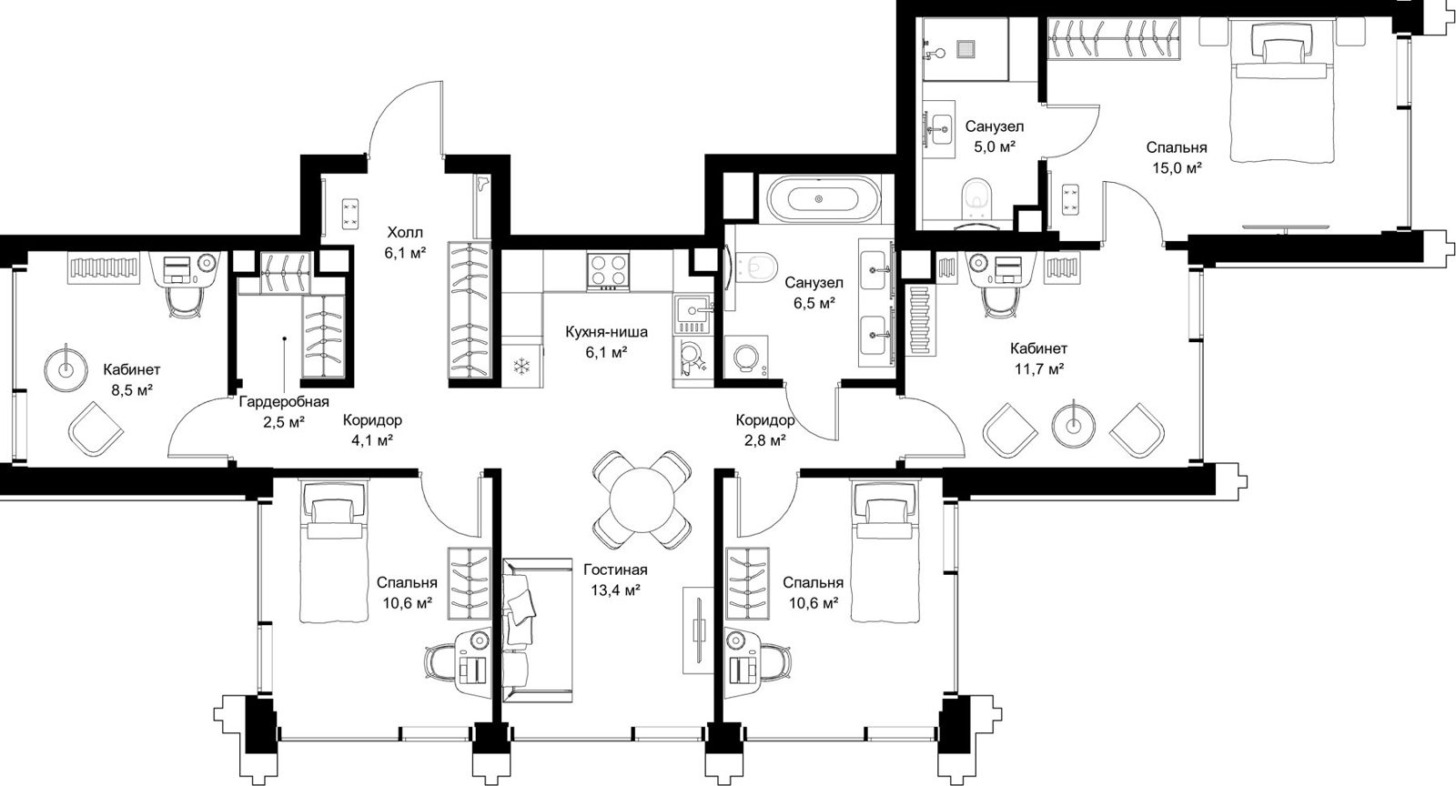 5-комнатная квартира, 102,9 м²