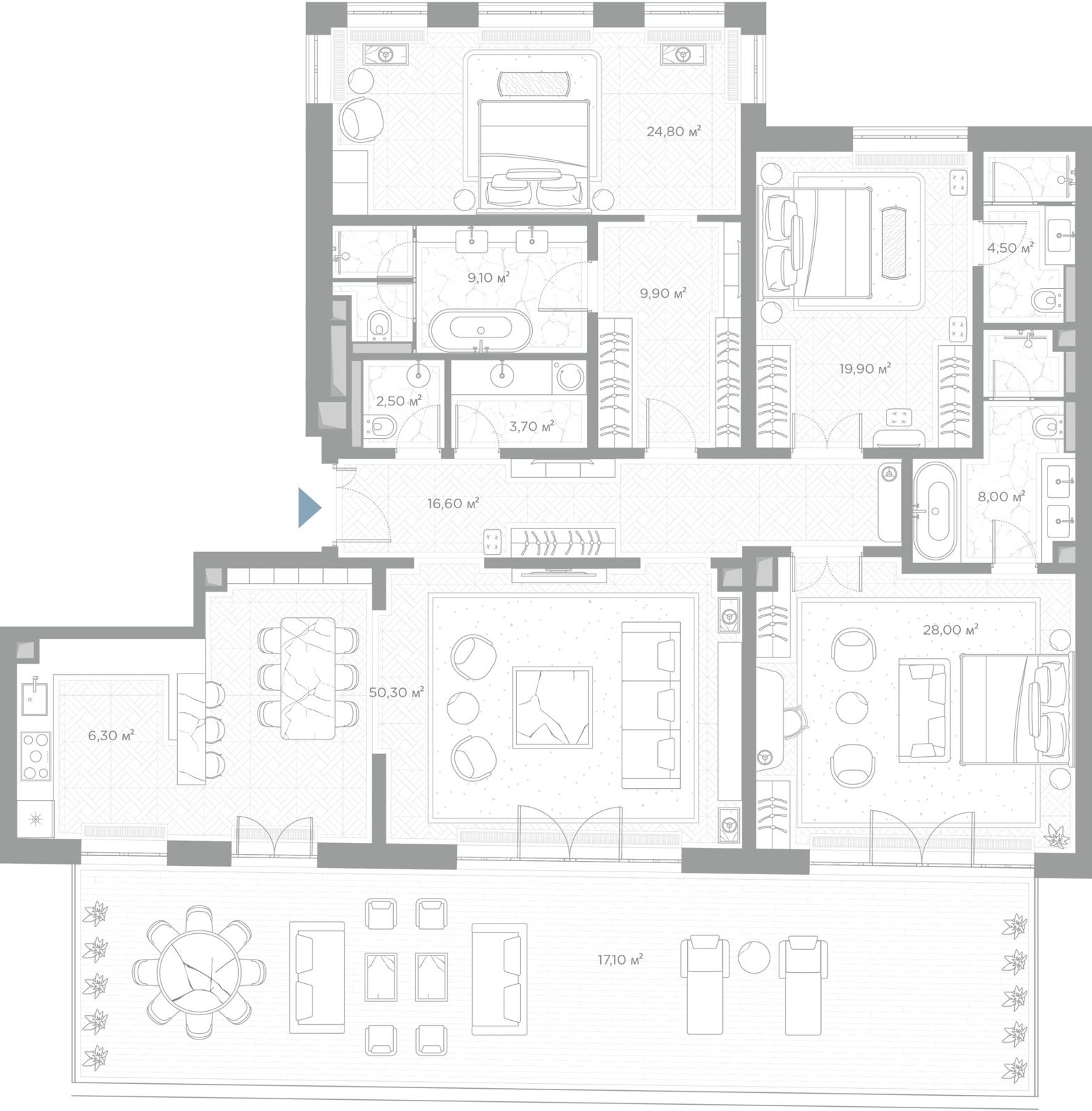 3-комнатная квартира, 200,7 м²