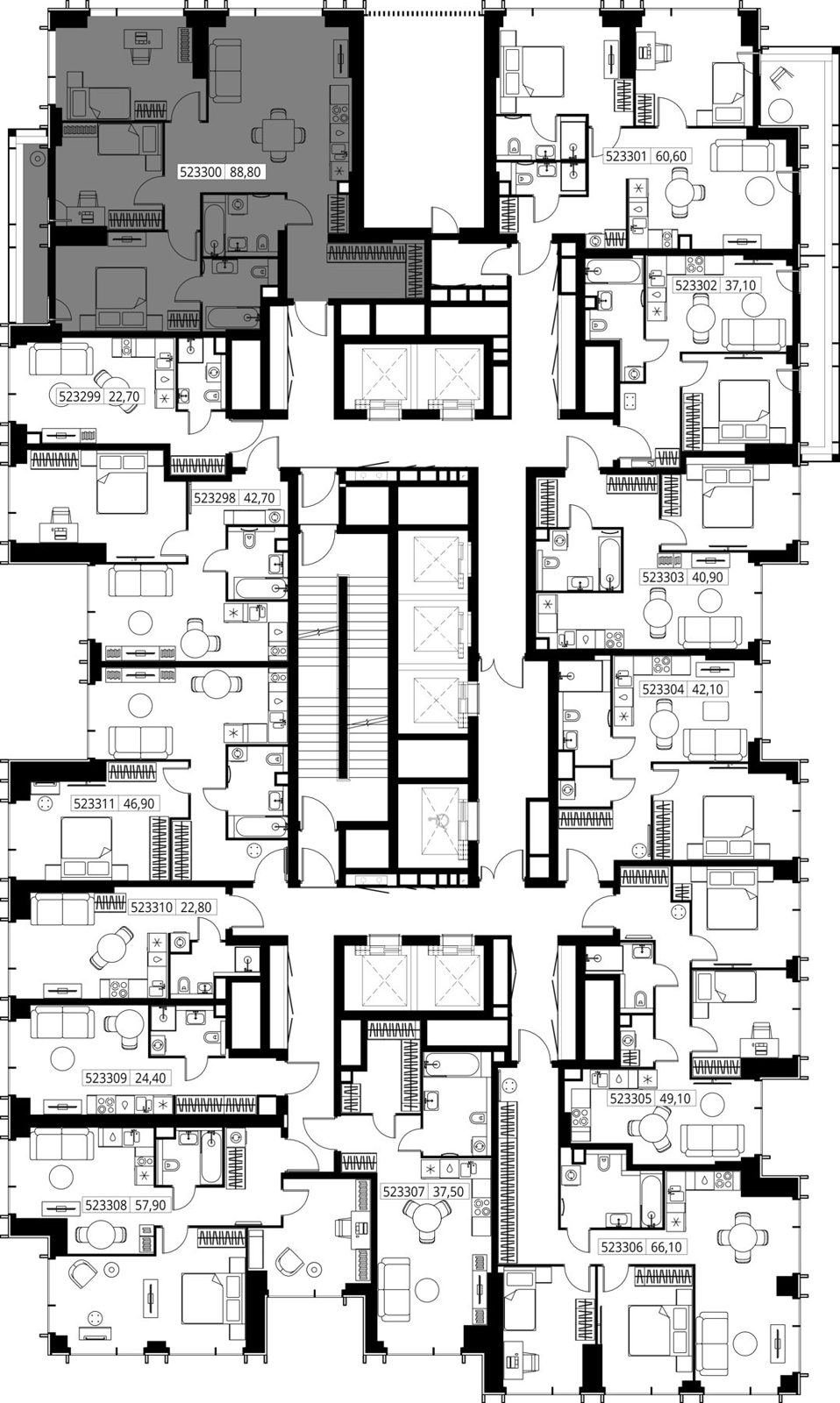 3-комнатная квартира, 88,8 м² — фото 2