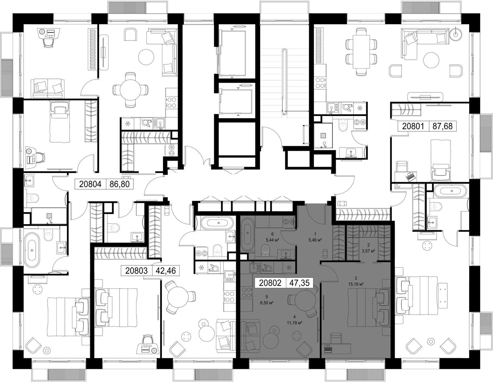 1-комнатная квартира, 47,4 м² — фото 2