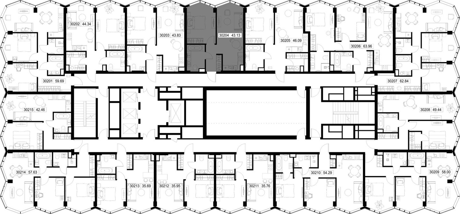 1-комнатная квартира, 43,1 м² — фото 2