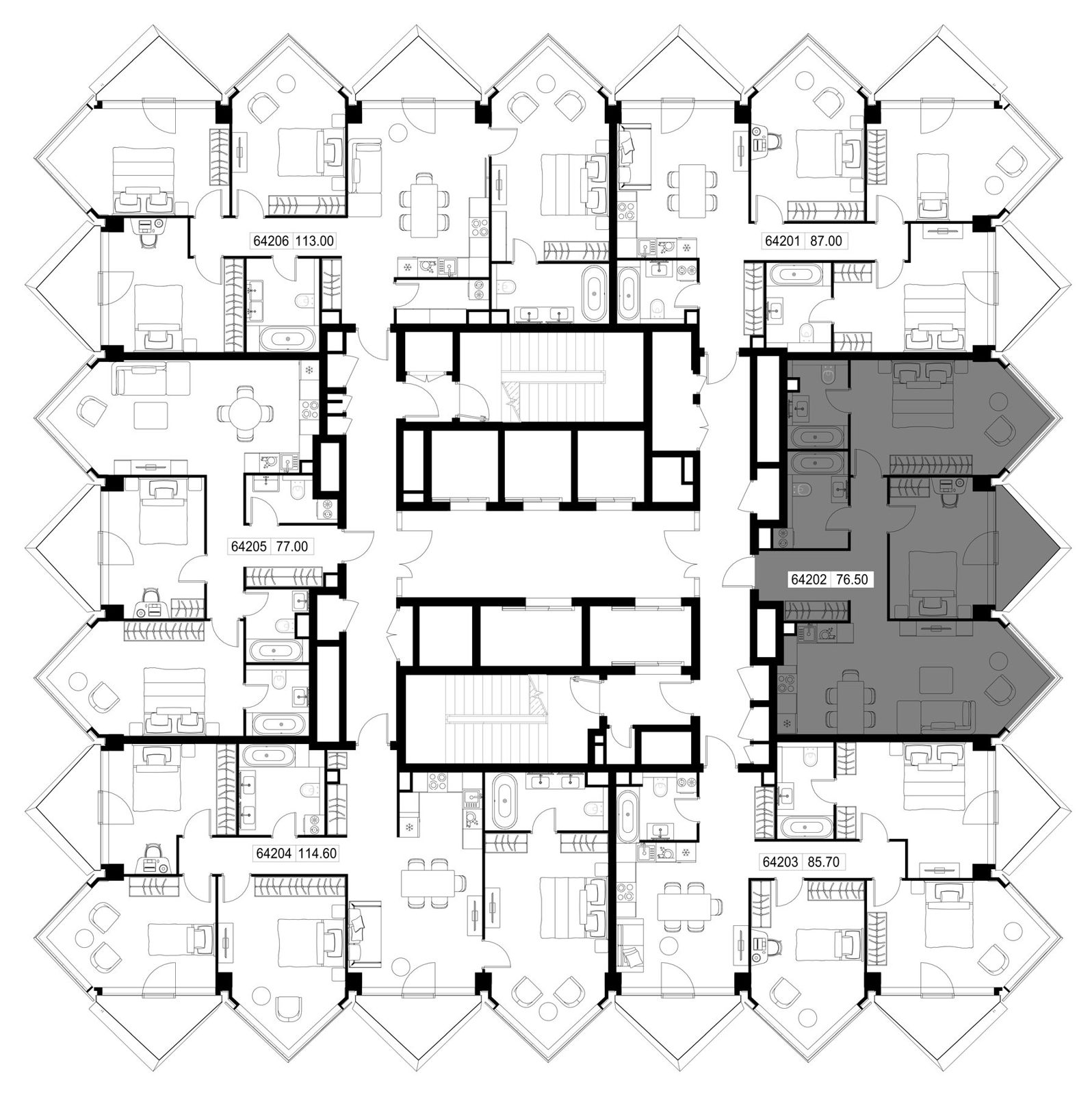 2-комнатная квартира, 76,5 м² — фото 2