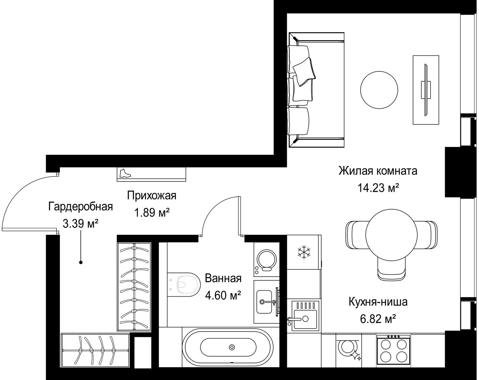 Квартира-студия, 30,9 м²