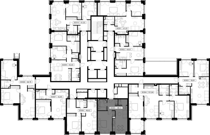 1-комнатная квартира, 48,1 м² — фото 2