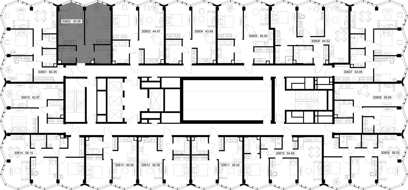 1-комнатная квартира, 45,1 м² — фото 2