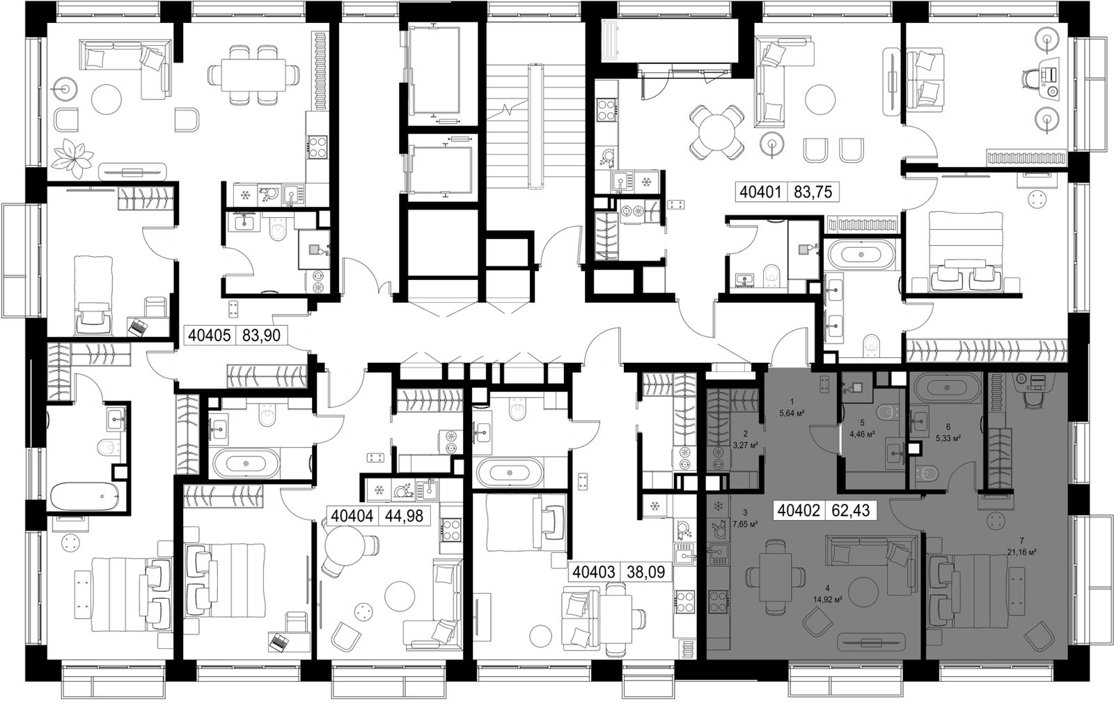 1-комнатная квартира, 62,4 м² — фото 2
