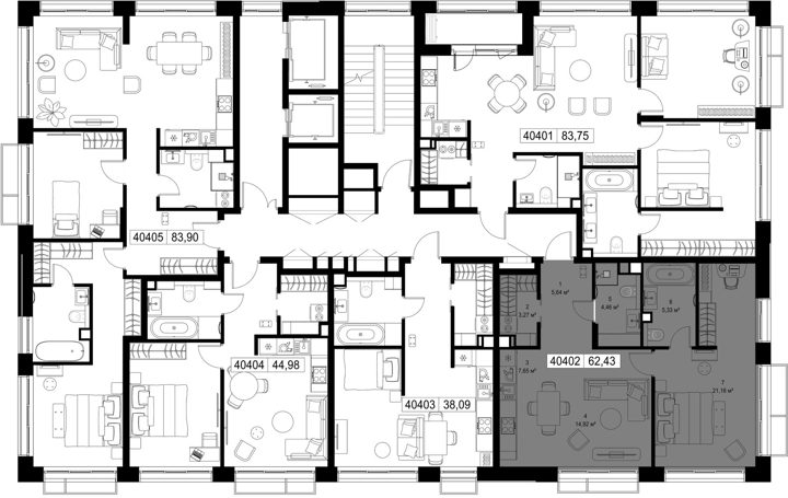 1-комнатная квартира, 62,4 м² — фото 2
