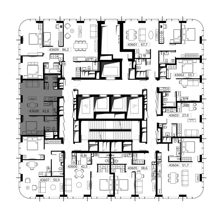 1-комнатная квартира, 42,8 м² — фото 2