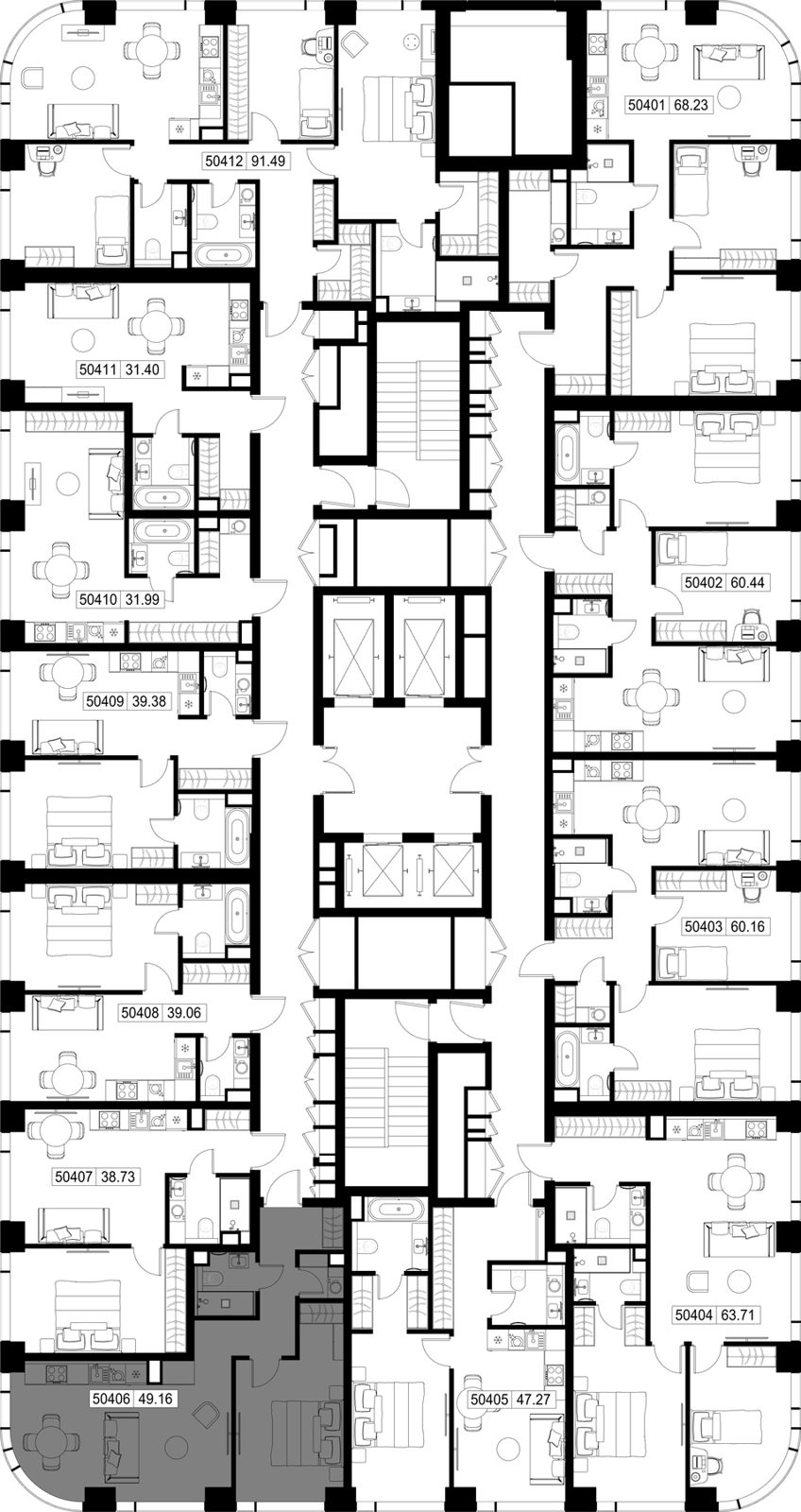 1-комнатная квартира, 49,2 м² — фото 2