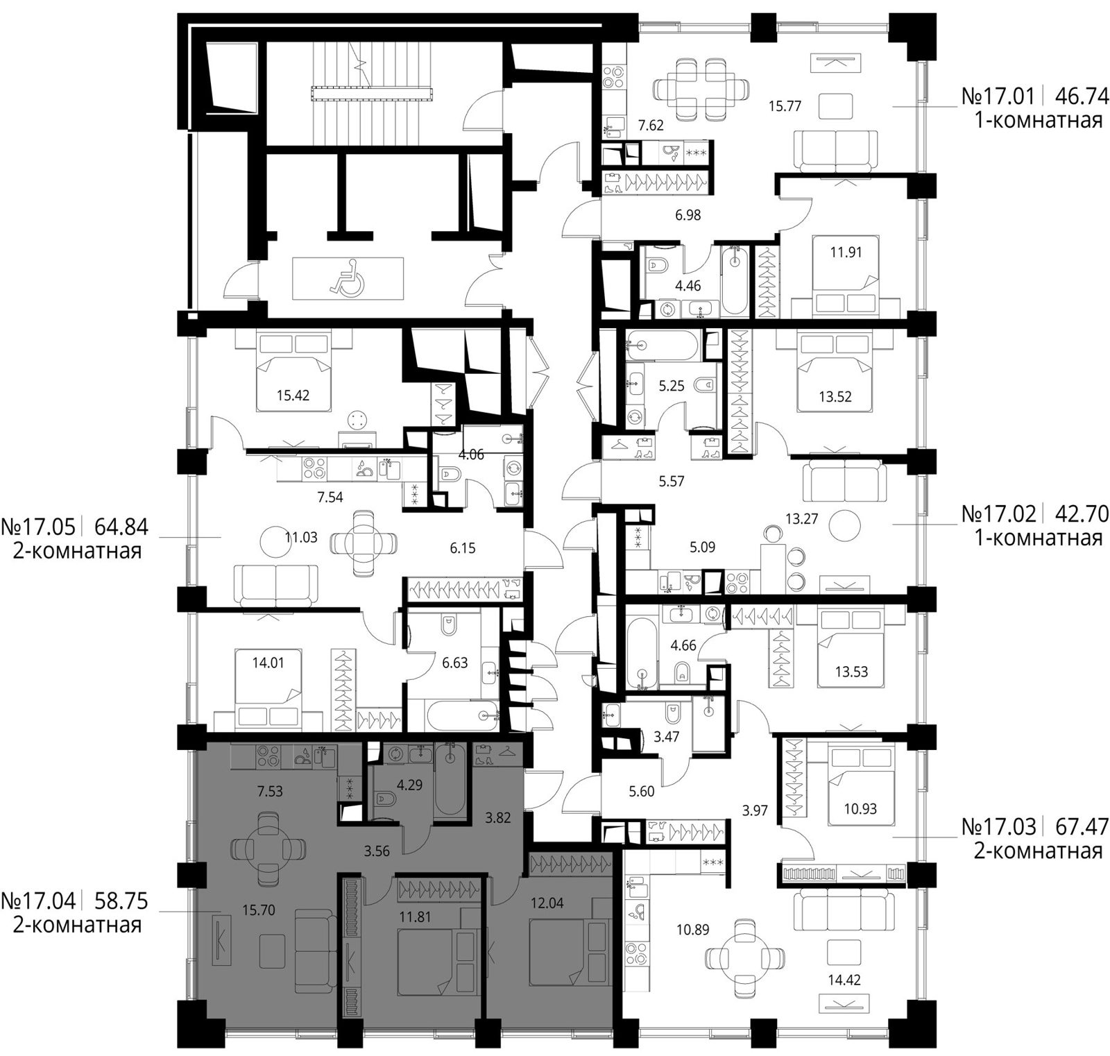 2-комнатная квартира, 58,8 м² — фото 2