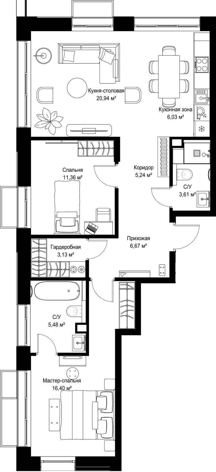 2-комнатная квартира, 78,9 м²