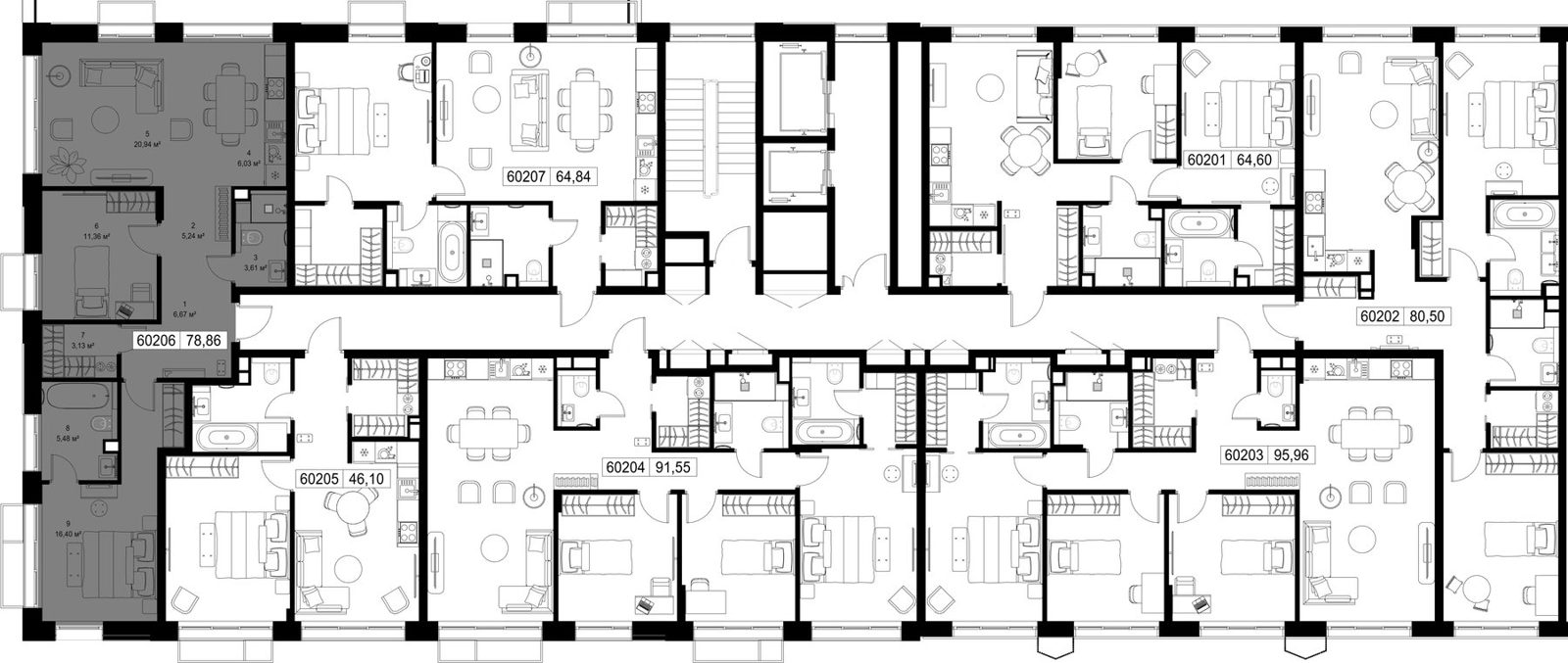 2-комнатная квартира, 78,9 м² — фото 2
