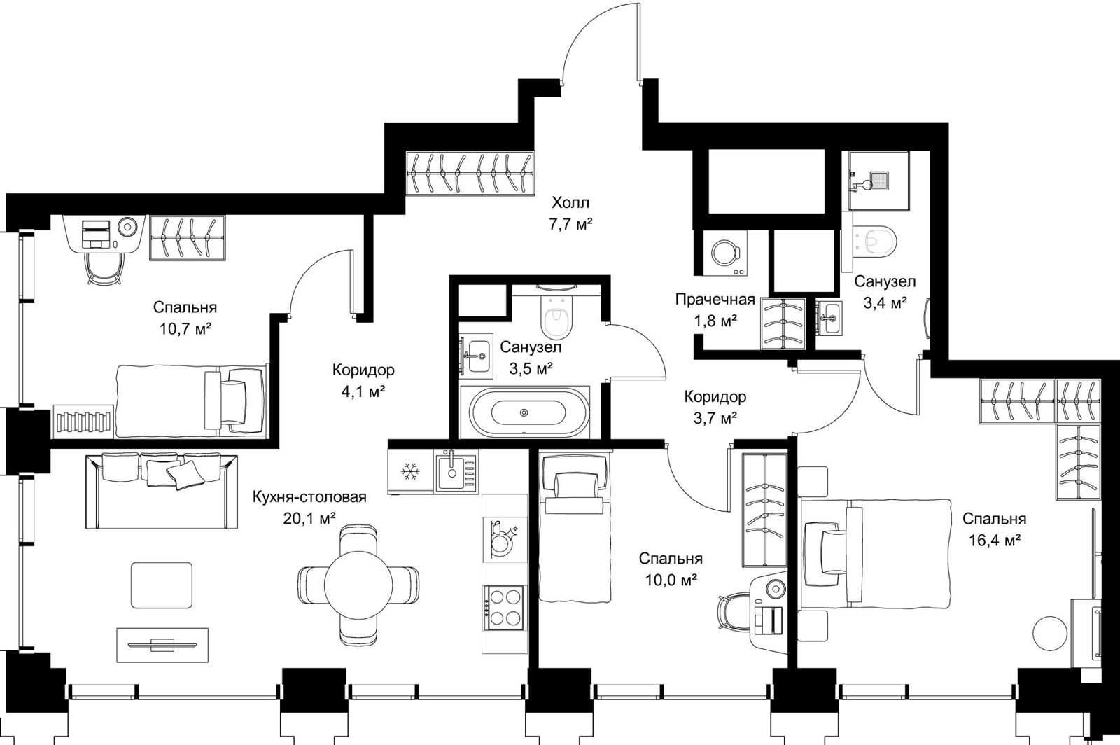 3-комнатная квартира, 81,4 м²