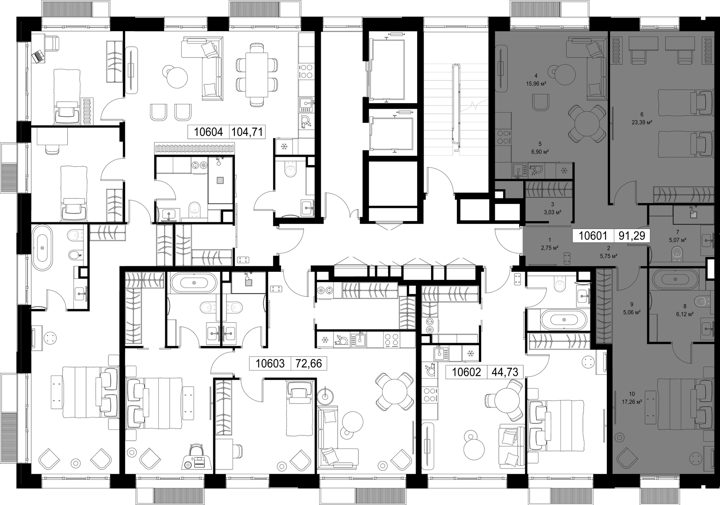 2-комнатная квартира, 91,3 м² — фото 3