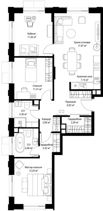 3-комнатная квартира, 86,1 м² — фото 1