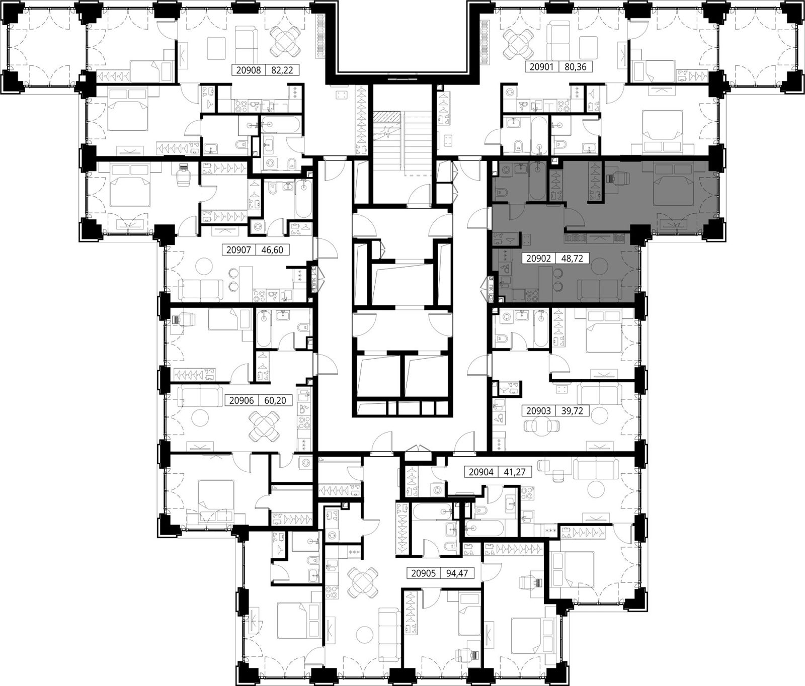1-комнатная квартира, 48,7 м² — фото 2