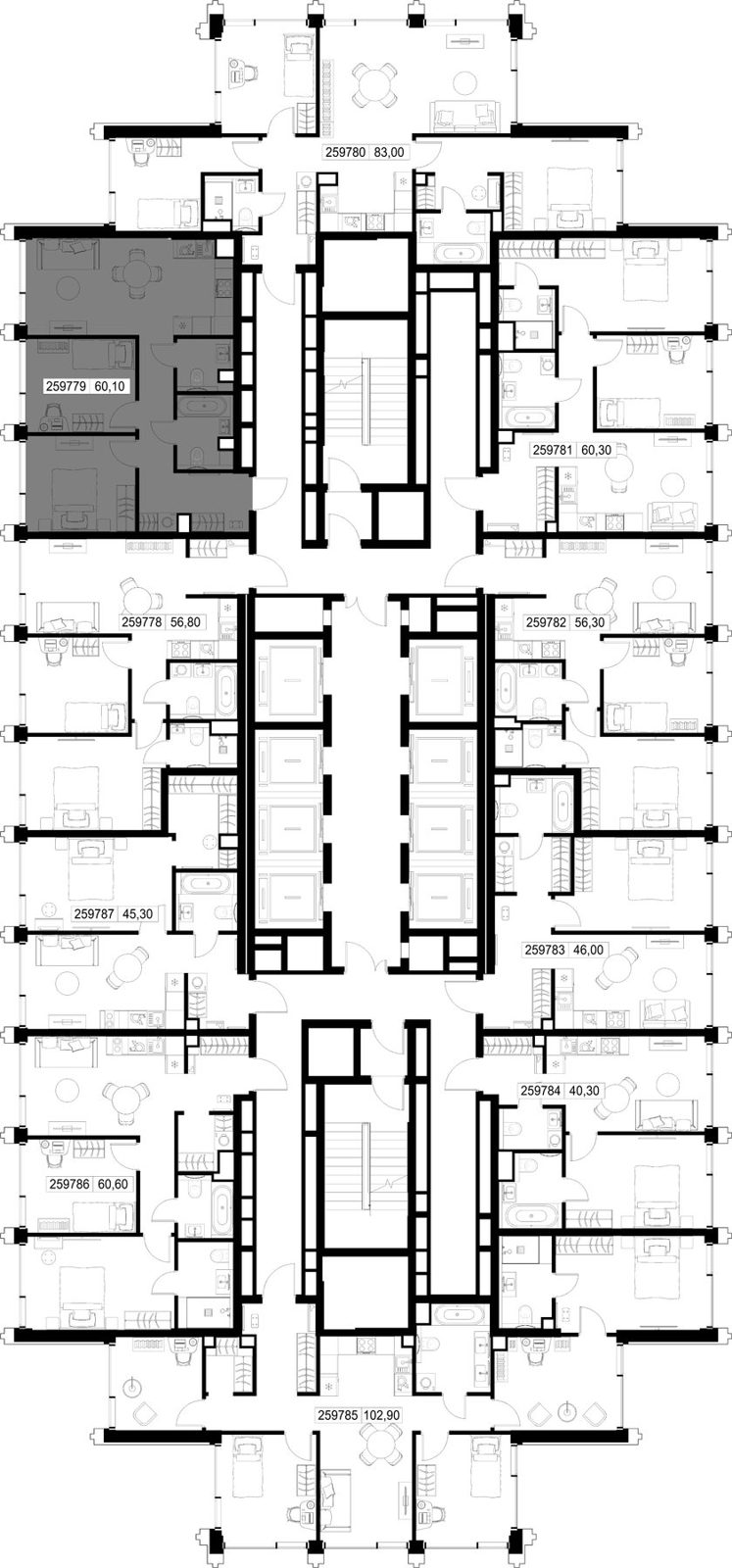 2-комнатная квартира, 60,1 м² — фото 2