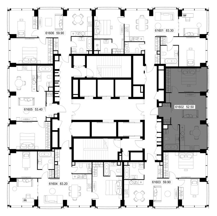 1-комнатная квартира, 52,5 м² — фото 2