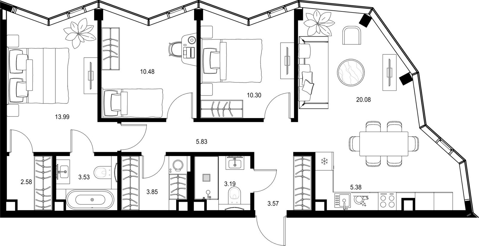 3-комнатная квартира, 82,8 м²
