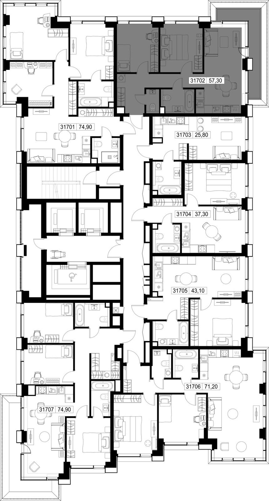 2-комнатная квартира, 57,3 м² — фото 2