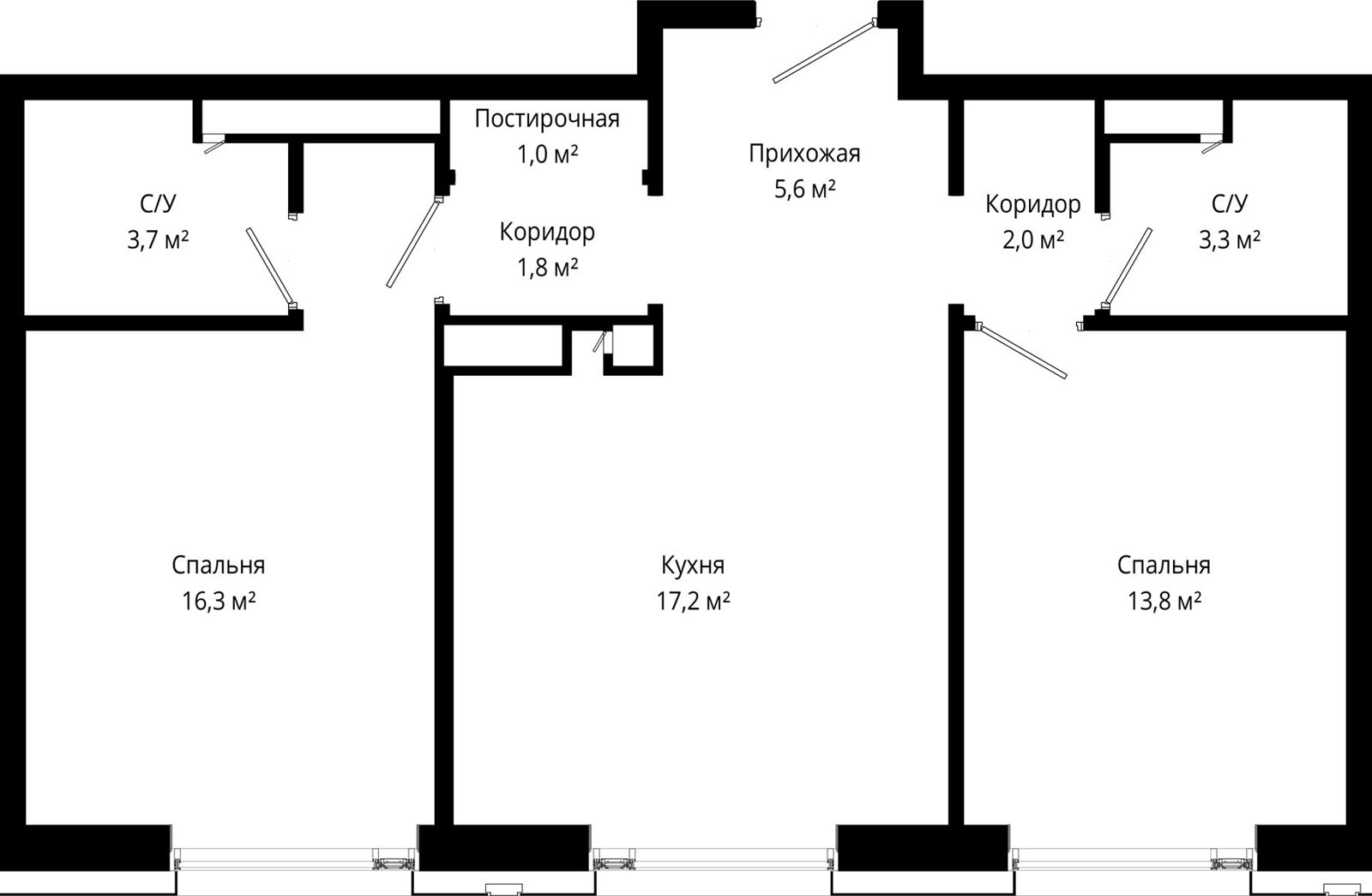 2-комнатная квартира, 64,7 м²