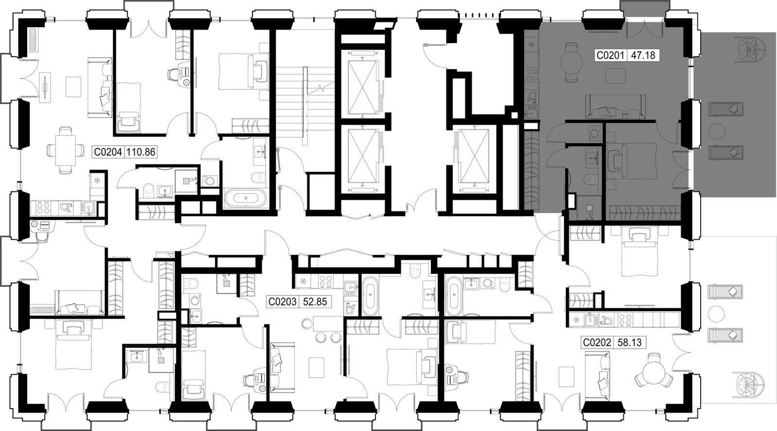 1-комнатная квартира, 53,7 м² — фото 2