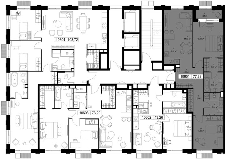 2-комнатная квартира, 77,4 м² — фото 2