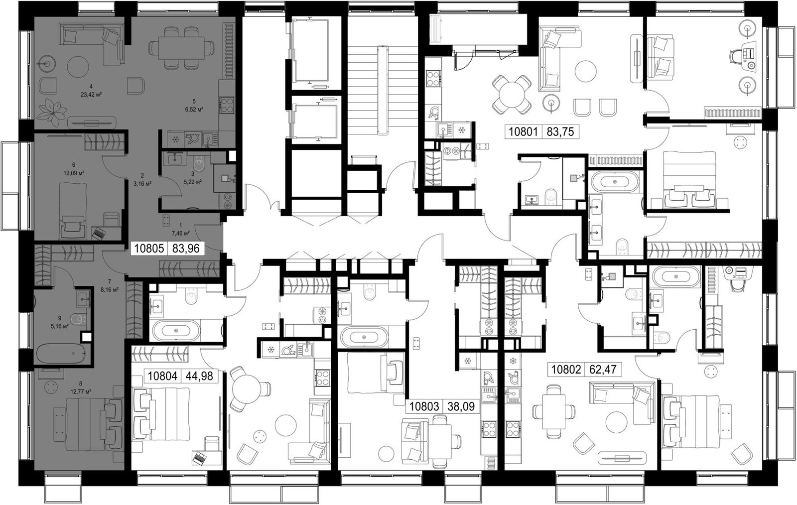 2-комнатная квартира, 84 м² — фото 2