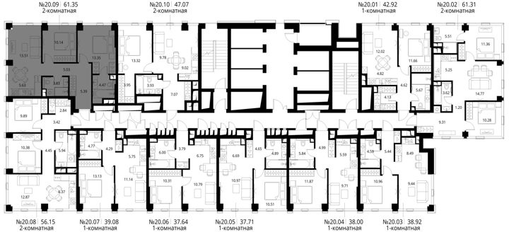 2-комнатная квартира, 61,4 м² — фото 2