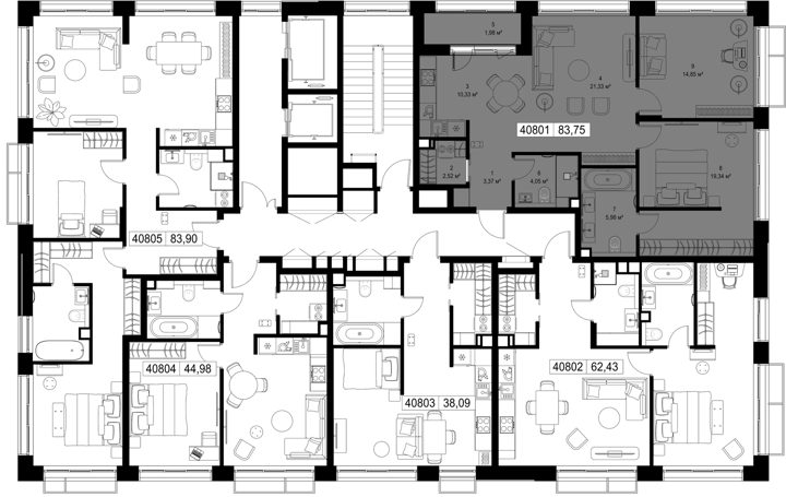 2-комнатная квартира, 83,8 м² — фото 2
