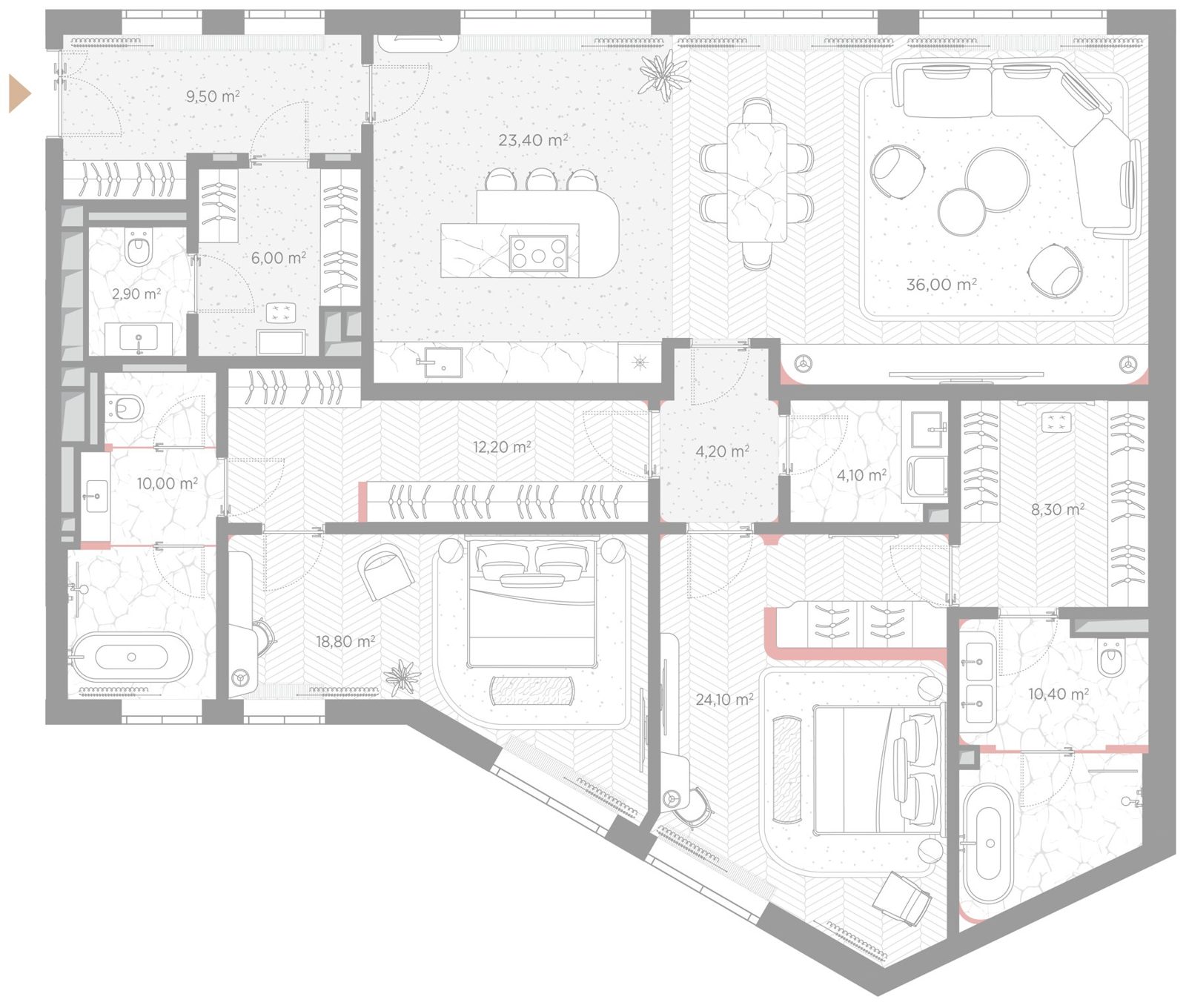 2-комнатная квартира, 169,9 м²