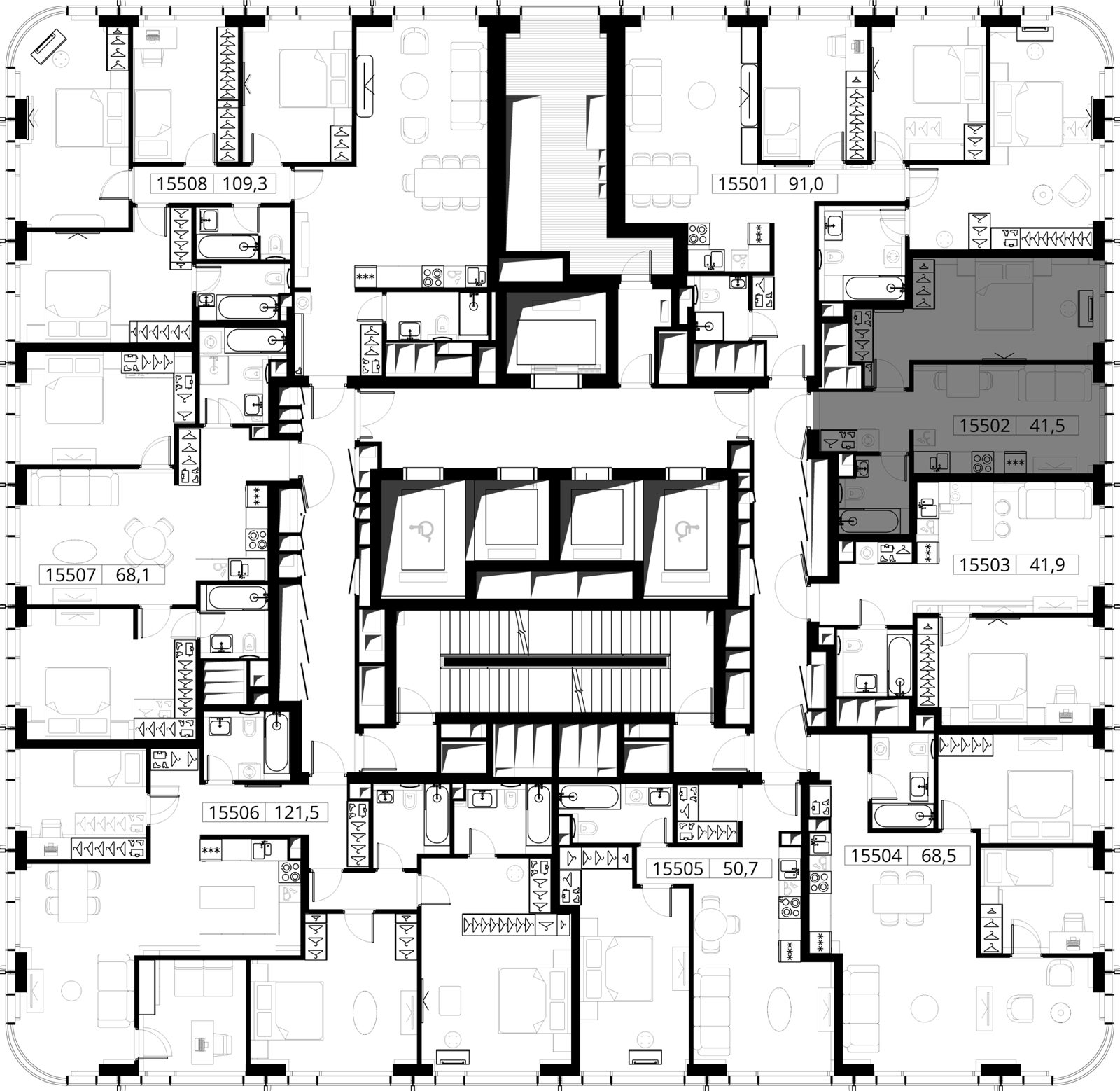 1-комнатная квартира, 41,5 м² — фото 2