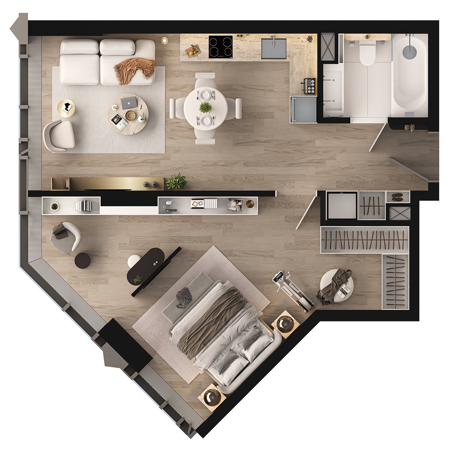 1-комнатная квартира, 54,8 м² — фото 2