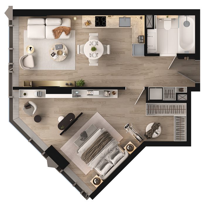 1-комнатная квартира, 54,8 м² — фото 2