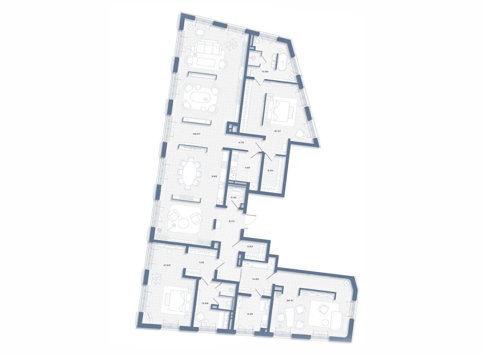 2-комнатная квартира, 295,6 м²