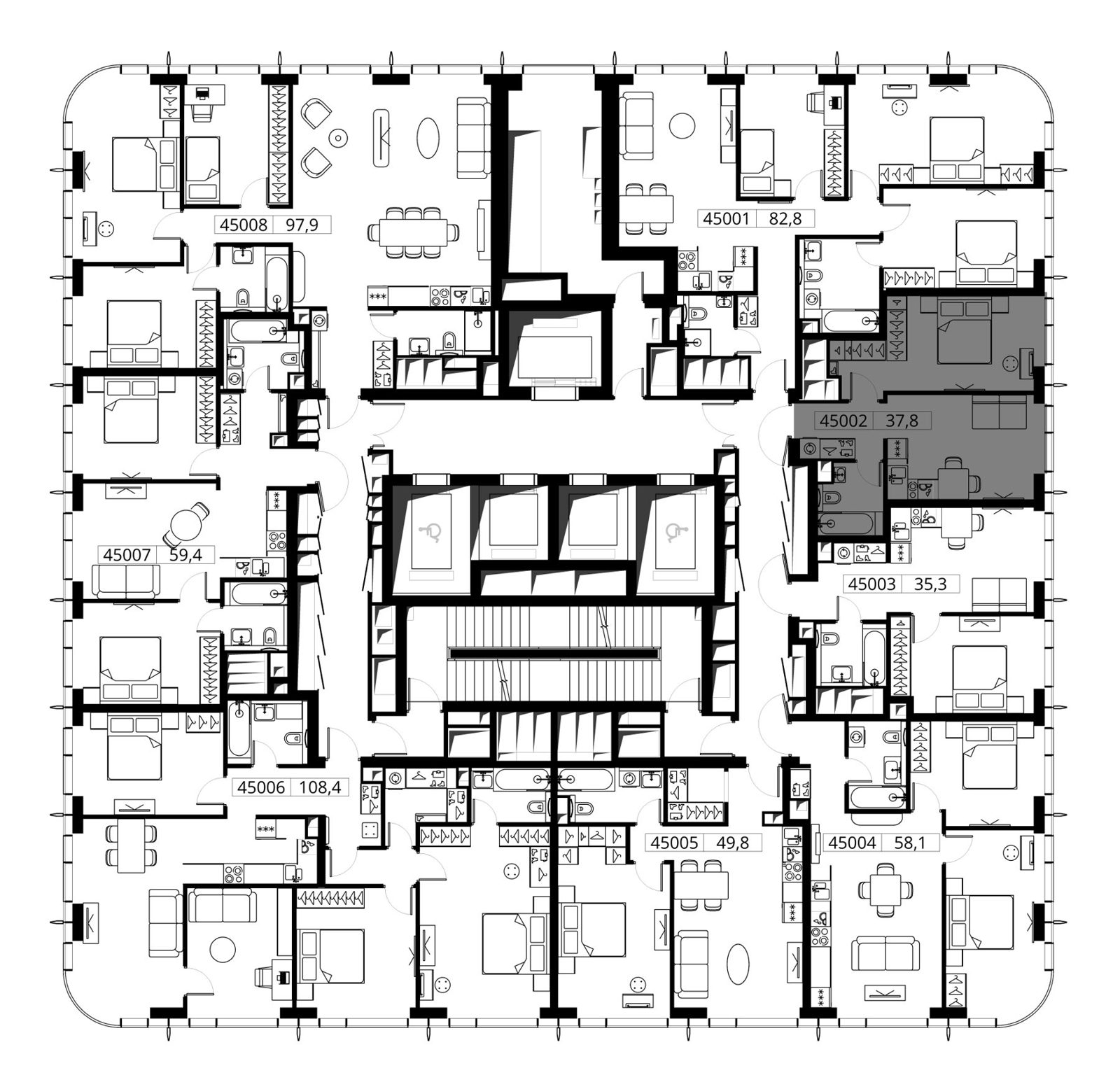 1-комнатная квартира, 37,8 м² — фото 2