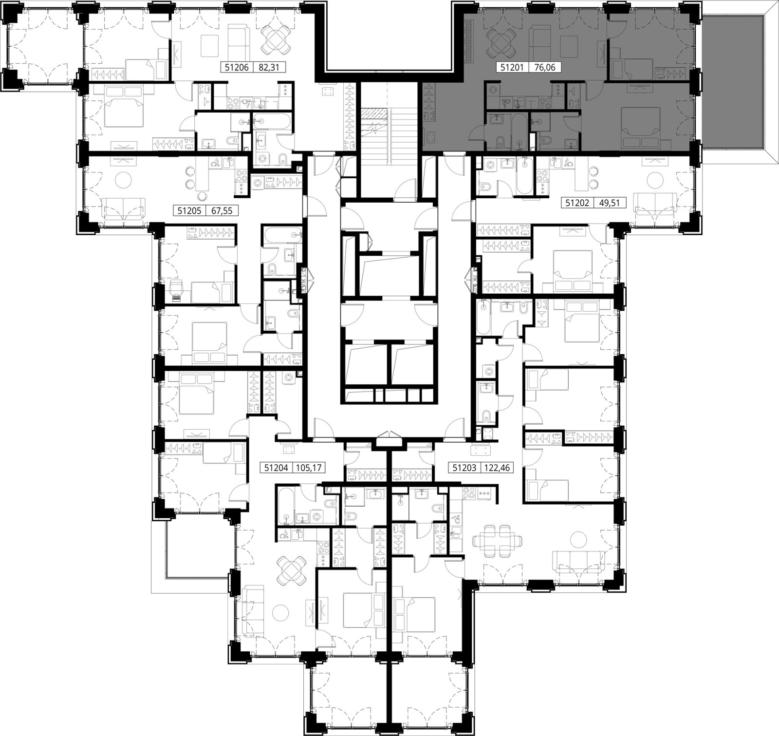 2-комнатная квартира, 76,1 м² — фото 2