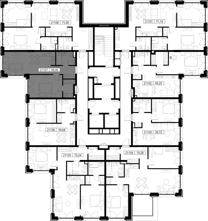 1-комнатная квартира, 49,5 м² — фото 2