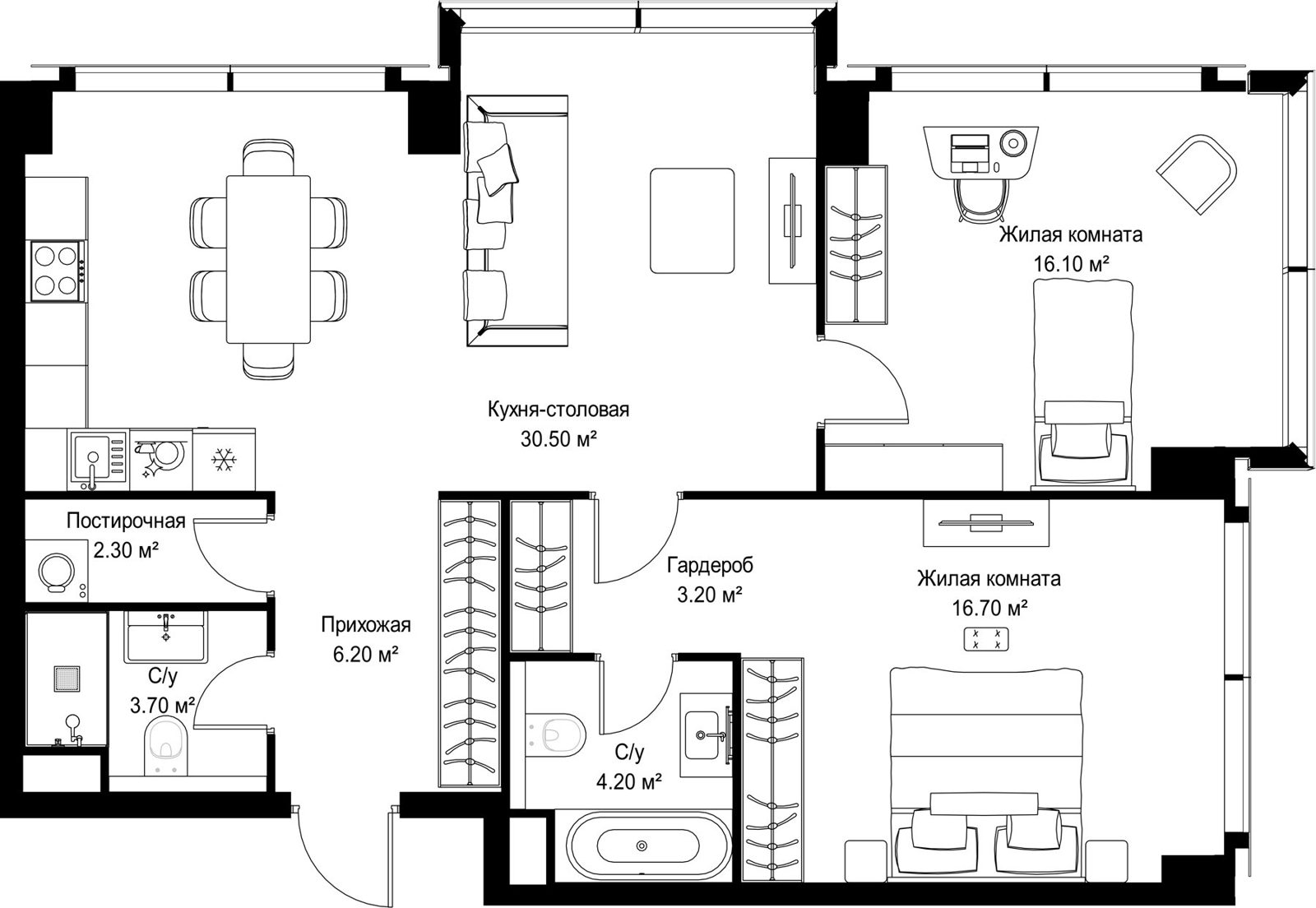 2-комнатная квартира, 82,9 м²