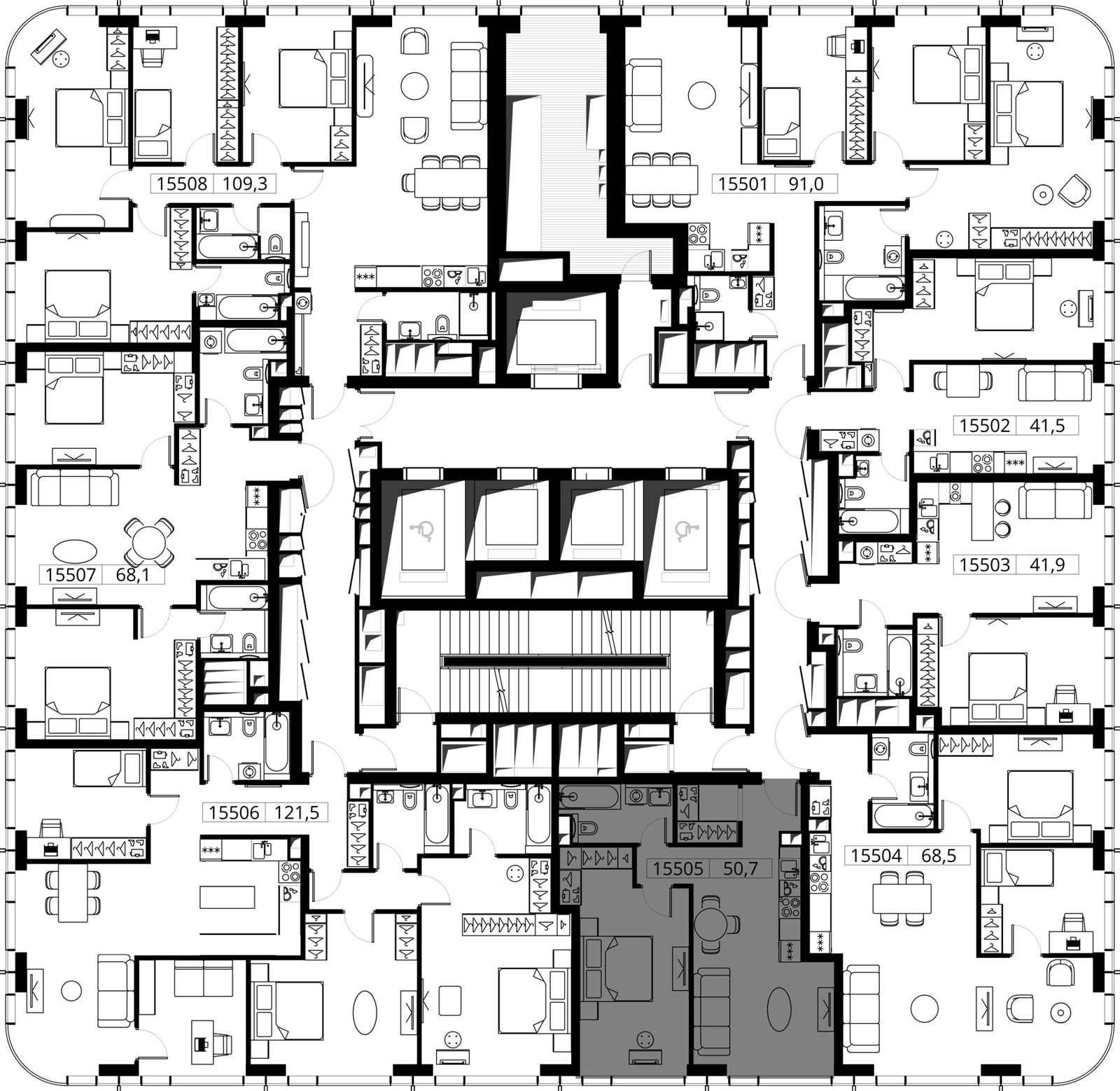 1-комнатная квартира, 50,7 м² — фото 2