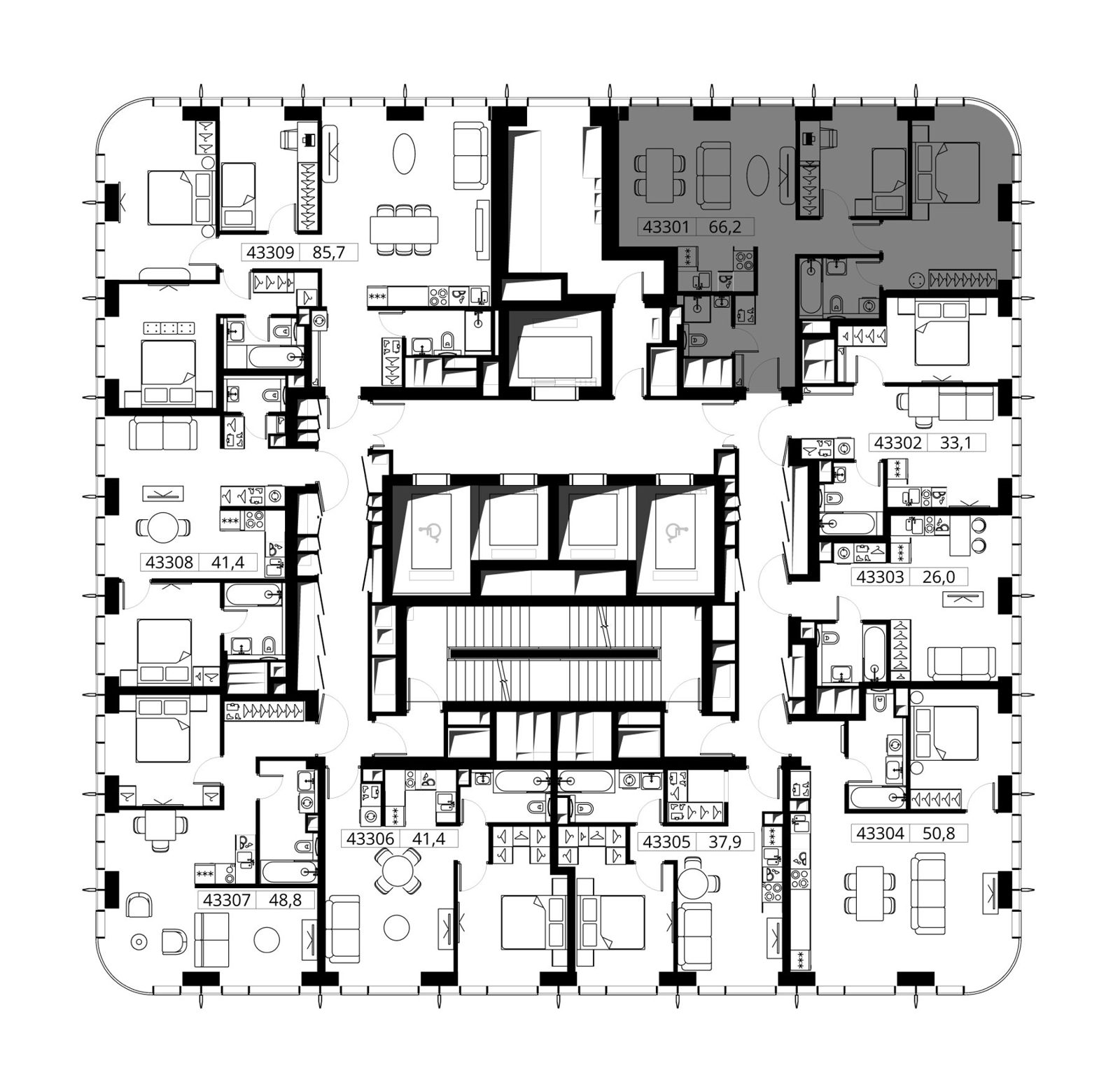 2-комнатная квартира, 66,2 м² — фото 2