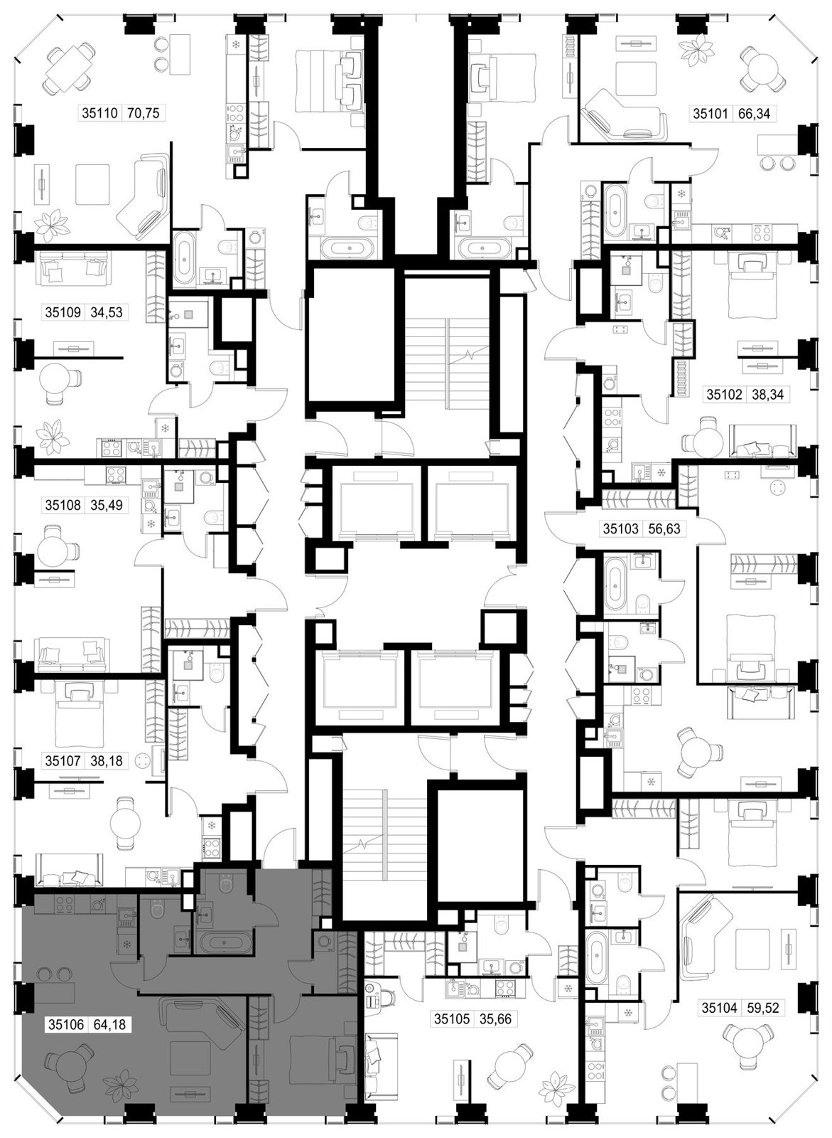 2-комнатная квартира, 64,2 м² — фото 3