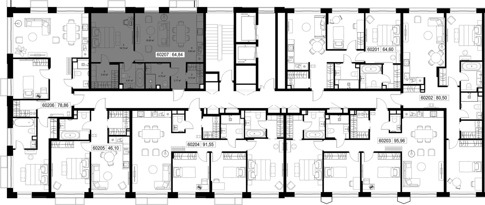 1-комнатная квартира, 64,8 м² — фото 2