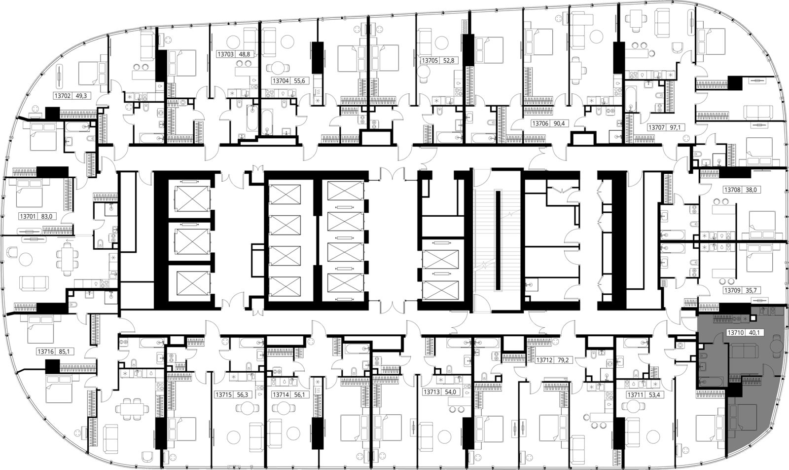 1-комнатная квартира, 40,1 м² — фото 2