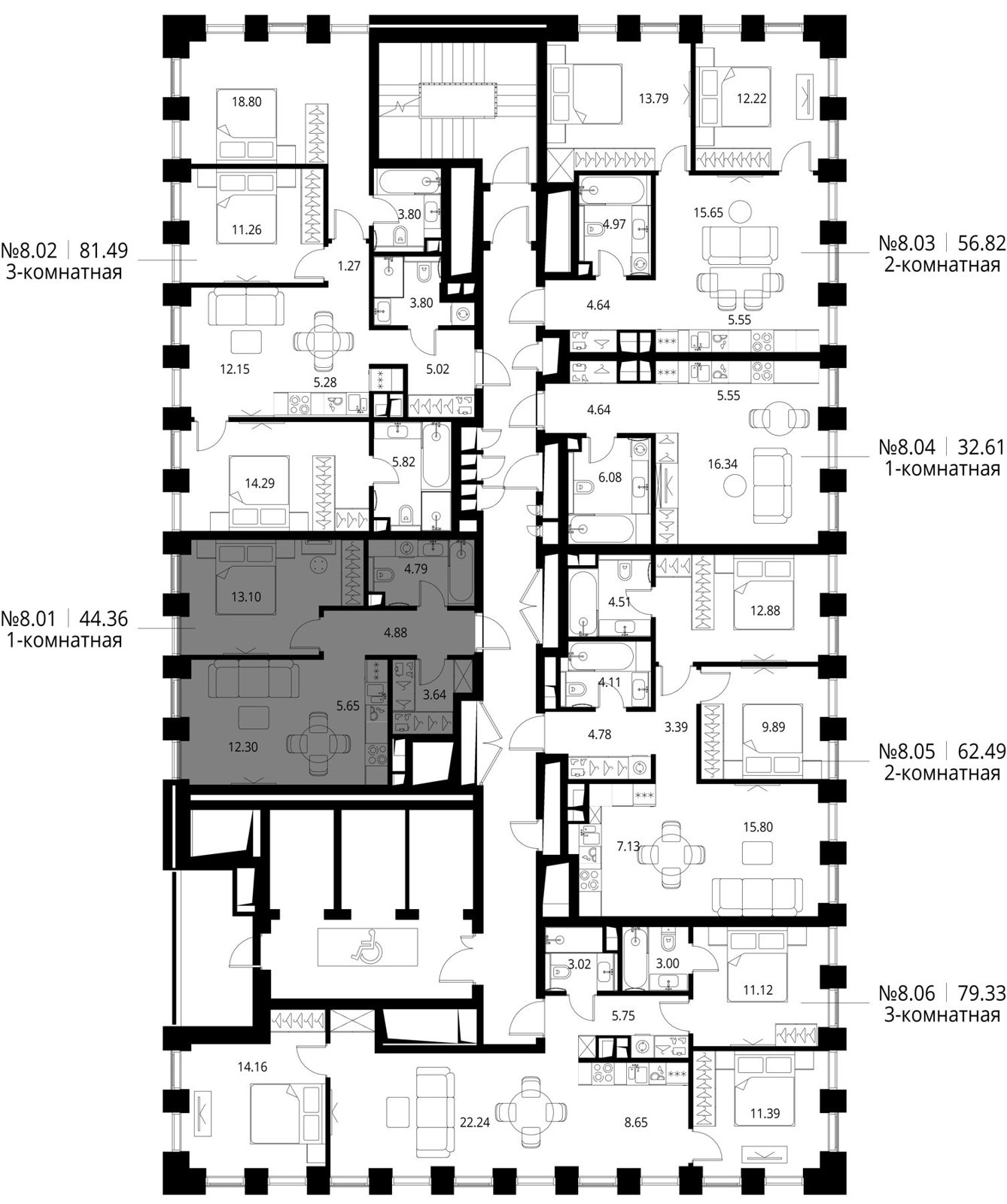 1-комнатная квартира, 44,4 м² — фото 2