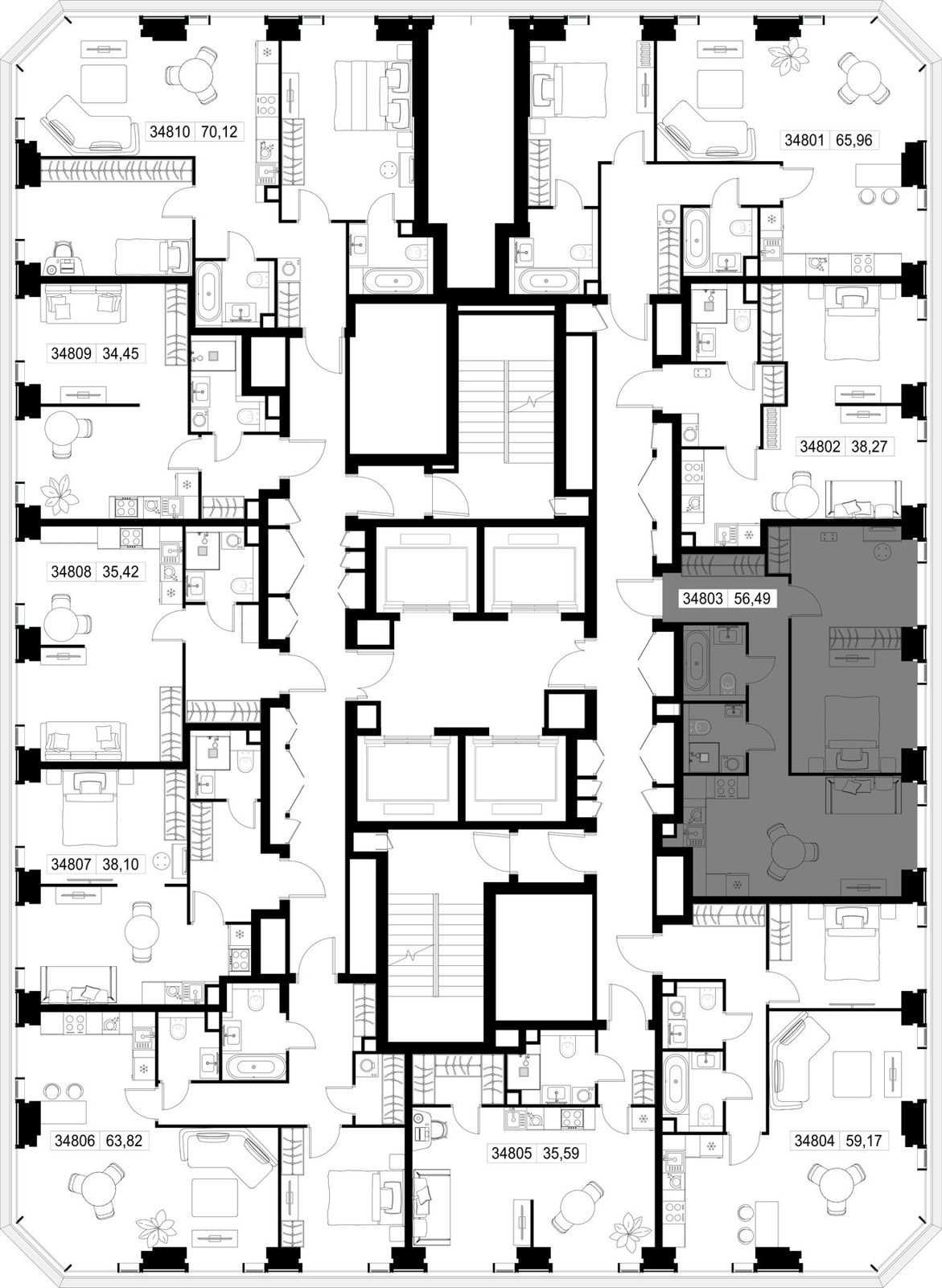 2-комнатная квартира, 56,5 м² — фото 3