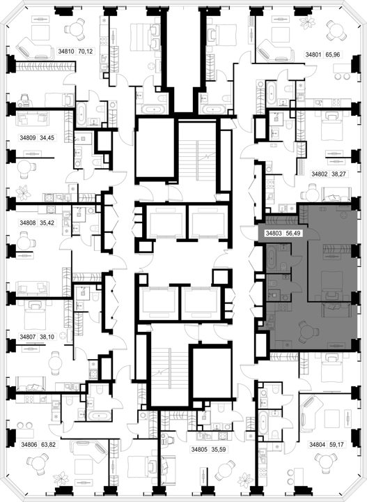 2-комнатная квартира, 56,5 м² — фото 3