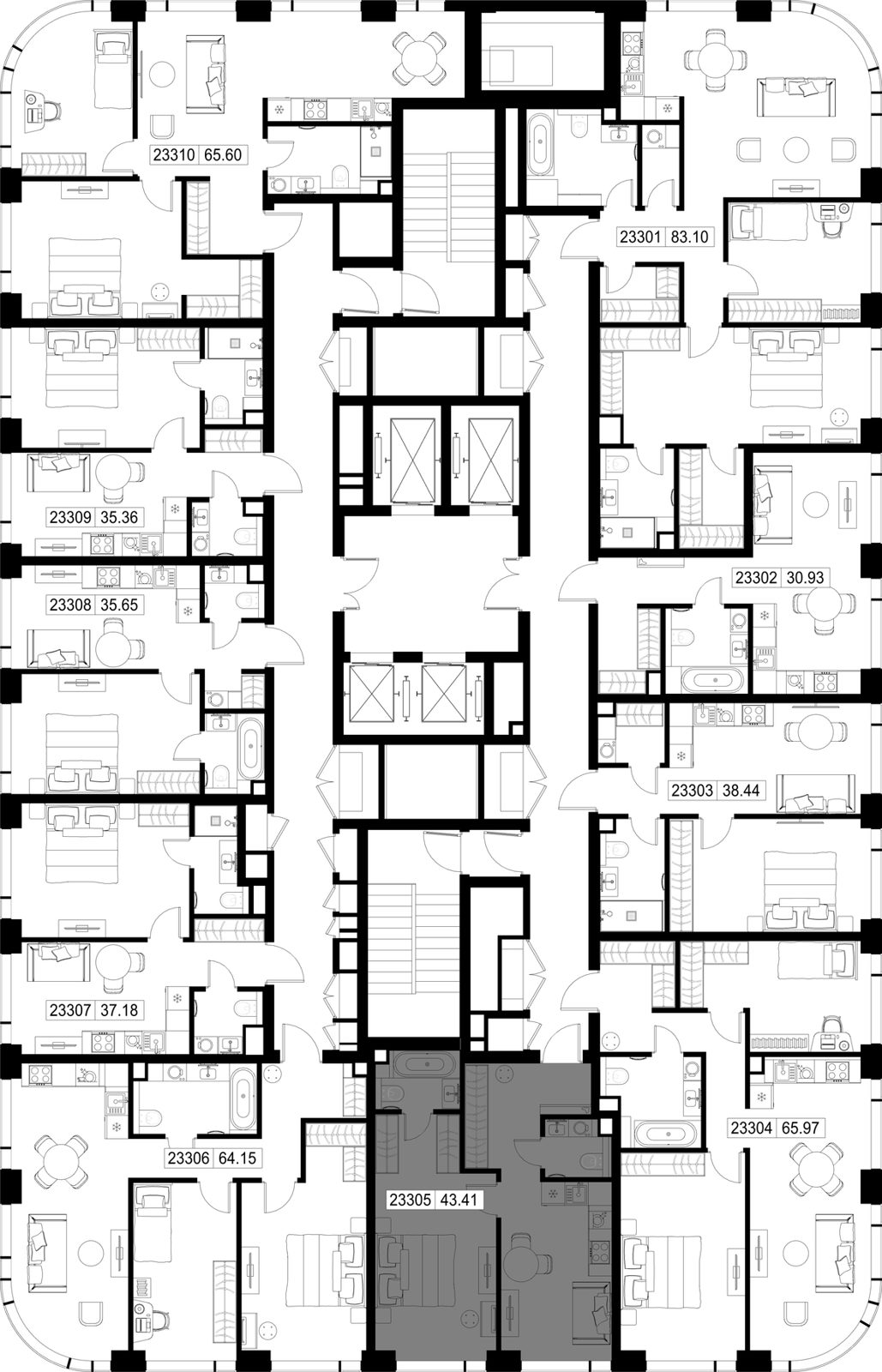 1-комнатная квартира, 43,4 м² — фото 2